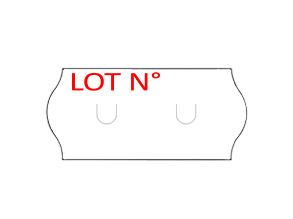 Etiquettes 26x12mm blanc, colle permanente, impression "LOT N°" - Boite de 54 000 étiquettes