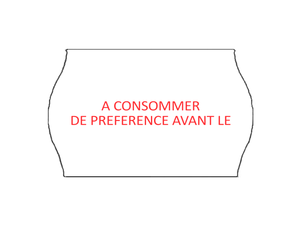 Etiquettes 26x16mm blanc, impression "A CONSOMMER DE PREFERENCE AVANT LE" - Boite de 36 000 étiquettes