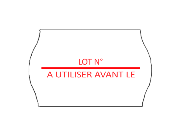 Etiquettes 26x16mm blanc, impression "LOT N° / A UTILISER AVANT LE" - Boite de 36 000 étiquettes