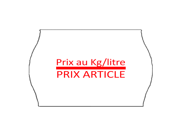 Etiquettes 26x16mm blanc, impression "PRIX KG / LITRE PRIX ARTICLE" - Boite de 36 000 étiquettes