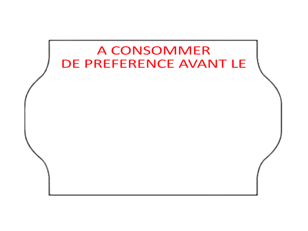 Etiquettes 32x19 blanc, impression "A CONSOMMER DE PREFERENCE AVANT LE" - Boite de 30 000 étiquettes