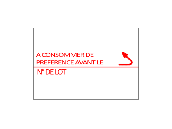 Etiquettes SATO DUO20 23x16 blanc - impression "A CONSOMMER DE PREFERENCE AVANT LE / LOT N°" - Boite de 60 000 étiquettes