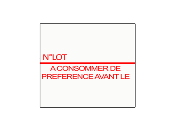 Etiquettes SATO DUO 16 18x16 blanc - impression " LOT N°/ A CONSOMMER DE PREFERENCE AVANT LE" - Boite de 75 000 étiquettes